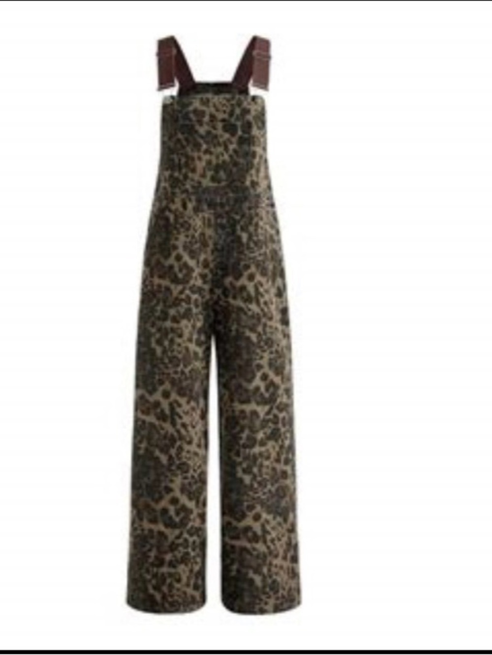 Cider Leopard-Print Wide Overalls with Brown Straps